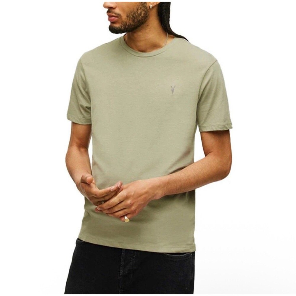 AllSaints Shirt Mens XXL Crew Neck Tee T-Shirt Logo Cotton Shortsleeves Green